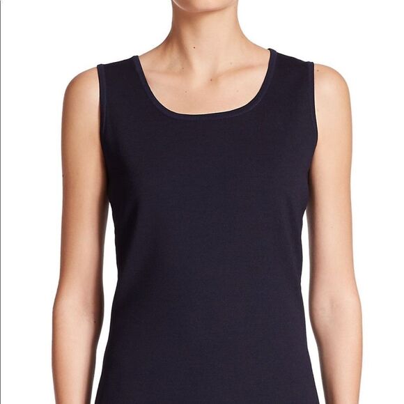 St.John Caviar Knit Tank Top XL Navy Wool&Rayon Mix - Picture 2 of 10